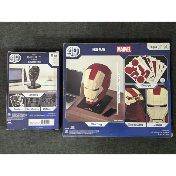4D Build Marvel Iron Man And Black Panther Puzzle Model Kit Helmet infinity saga - Picture 2 of 4